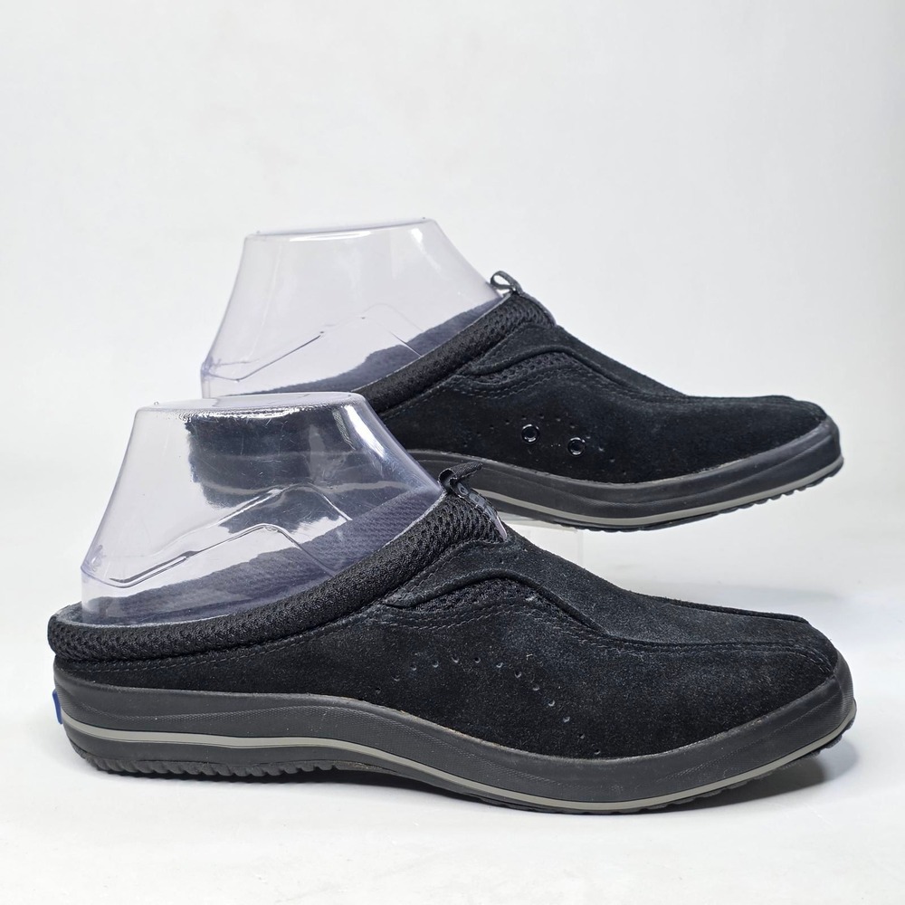 Keds Mule Sneakers Womens Size 6.5 Black Suede Mesh Slip On Comfort Casual Shoes